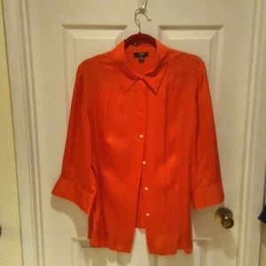 Alfani Silk Blouse, Salmon Pink, Size 16W